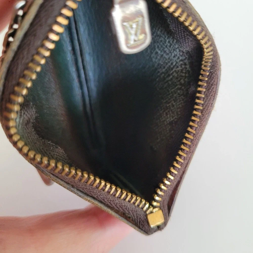 Louis Vuitton Monogram Pochette Cles Key Pouch Brown Canvas Coin Purse Zippy